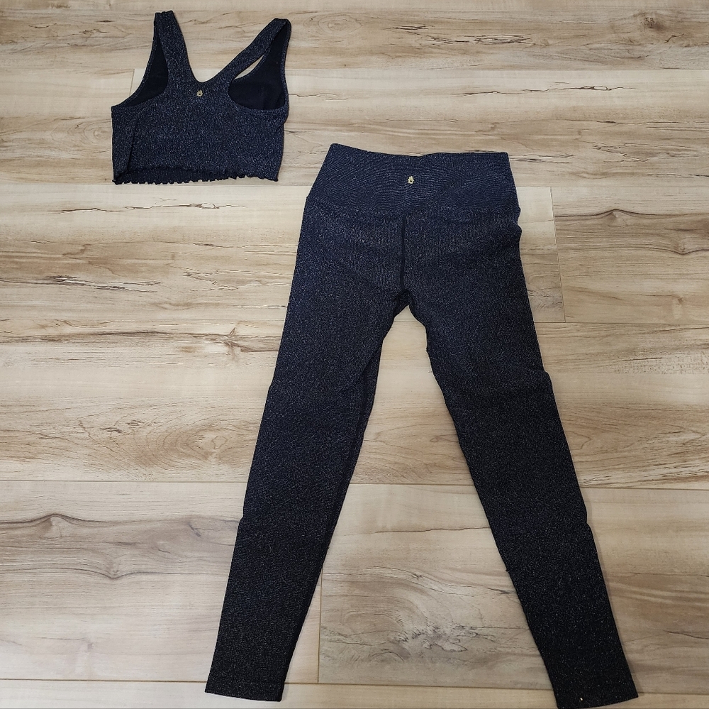 Spiritual Gangster Black Sparkle Leggings and Top Set